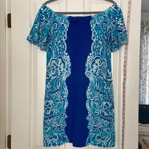 Lilly Pulitzer Off the Shoulder Tiana Dress in Brilliant Moon Jellies - Small